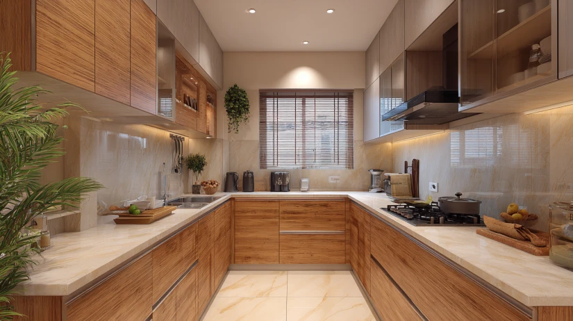 Modern Indian 3BHK modular kitchen design chimney