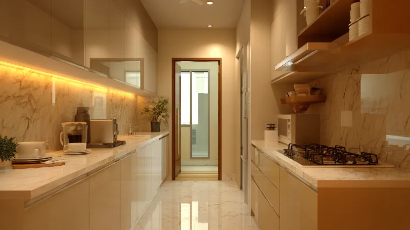modern kitchen entrance design with sleek contemporary style