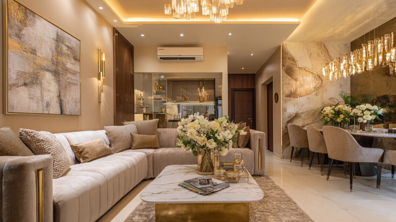 Modern luxe 1 BHK living room