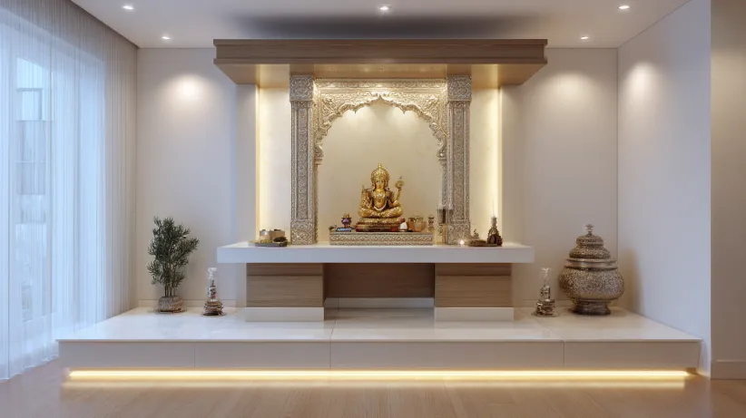 Modern Indian mandir design for home interiors