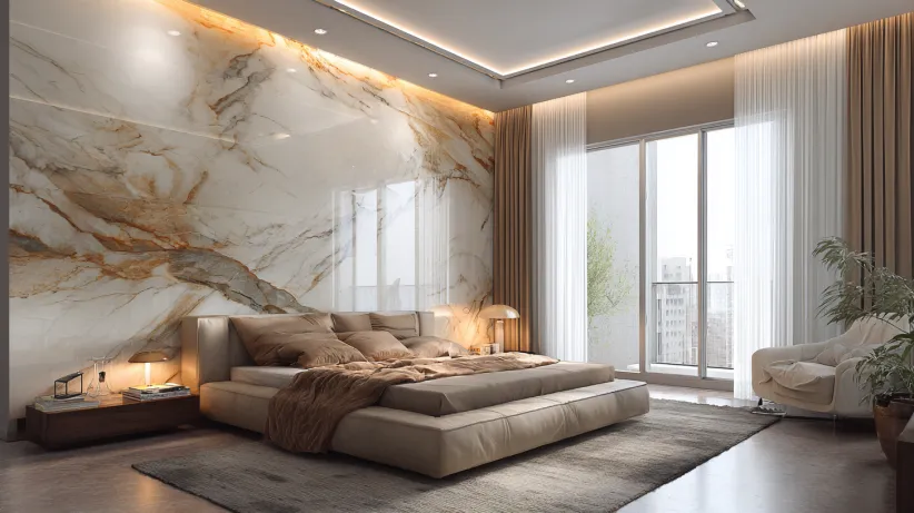 Modern marble PVC wall panel designs for bedroom