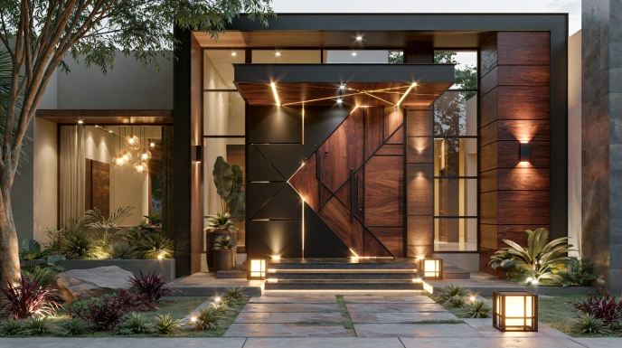 Metal and wood main door