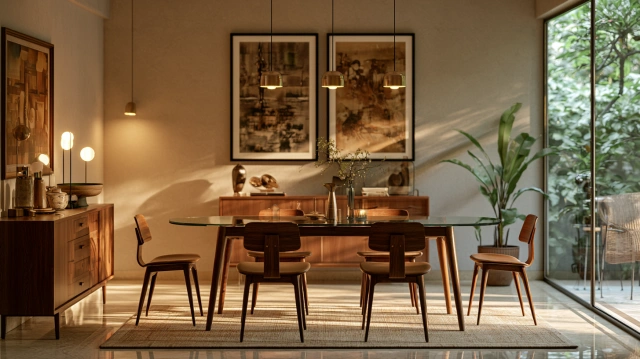 Mid-century glass dining table