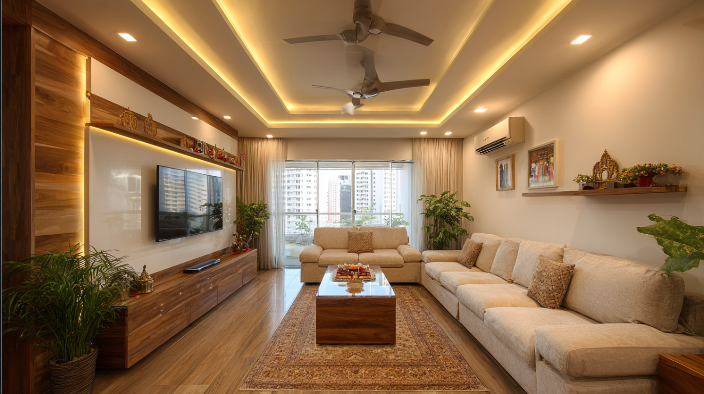 Minimalist hall featuring seamless flat plaster panels