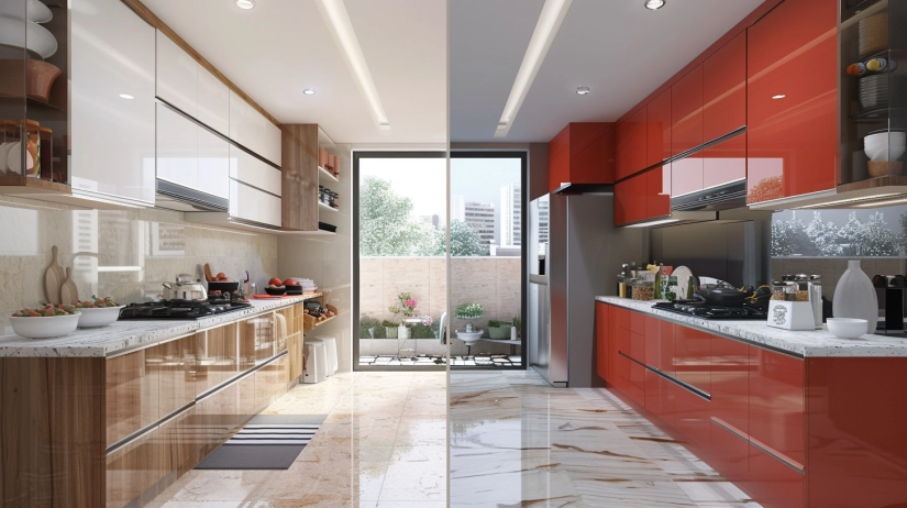Before and after modern modular kitchen transformation