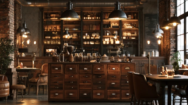 Modern vintage cafe interior