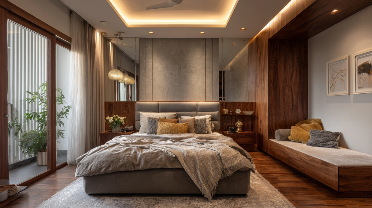 Modern 3 BHK flat interior design layout