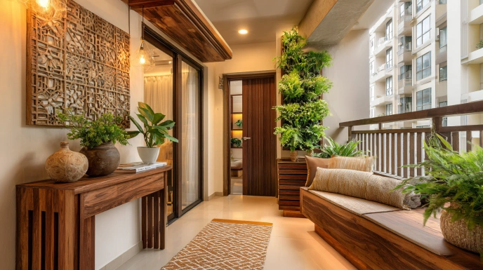 Stylish foyer and balcony in an apartmentStylish foyer and balcony in an apartment