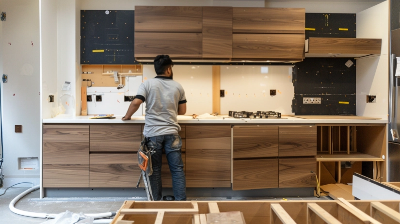 Modular kitchen installation process by professional