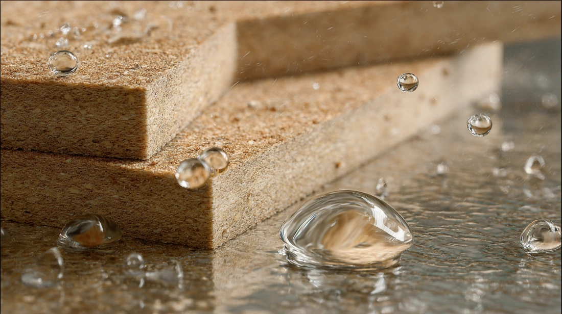 Diagram showing how different boards react to water