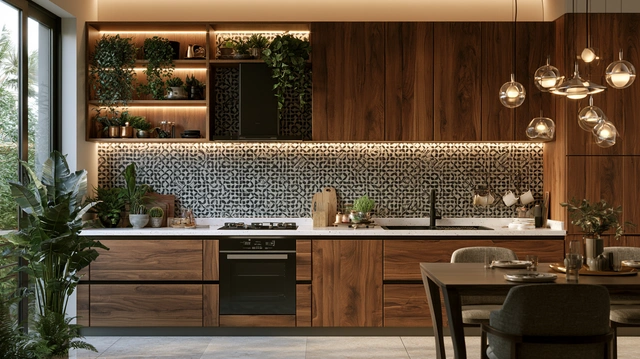 Monochrome kitchen tiles