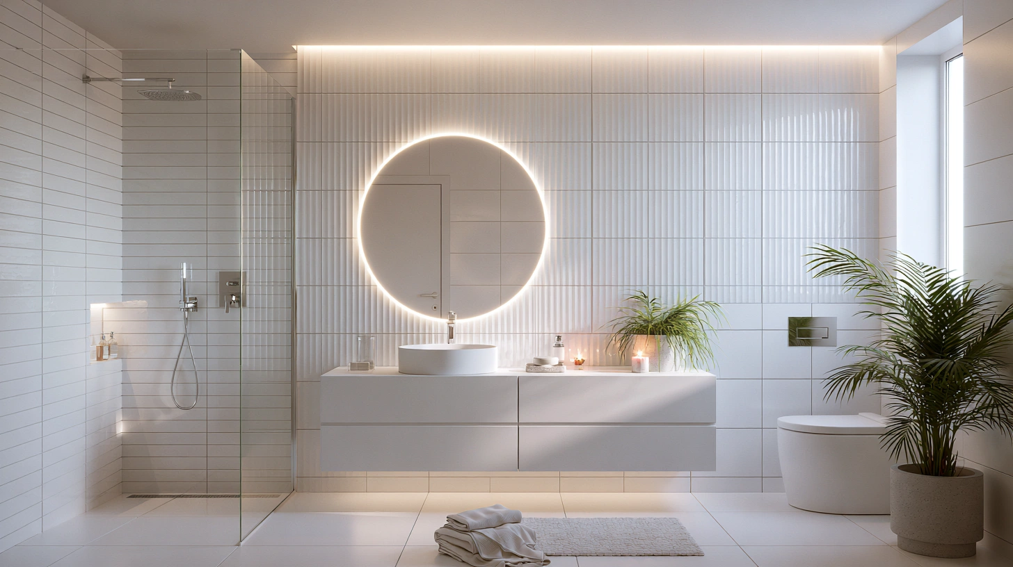 White contemporary bathroom with floating vanity