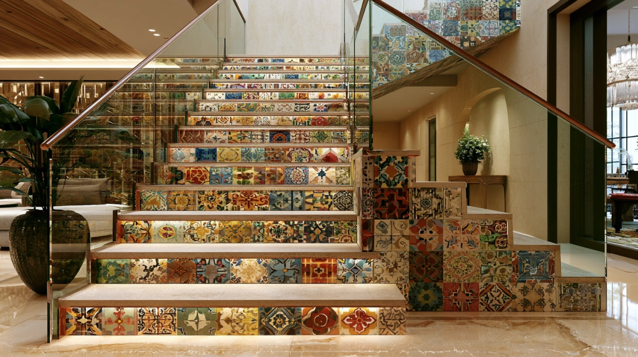 Mosaic stair tiles for home