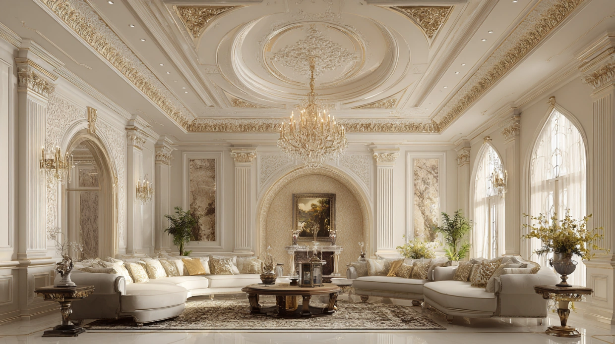 Multi level decorative POP ceiling with intricate design