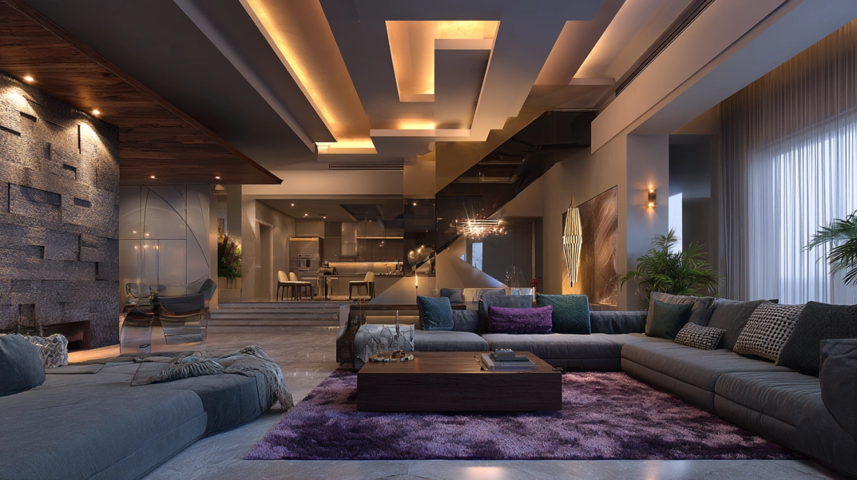 Multi-level POP ceiling with layered design
