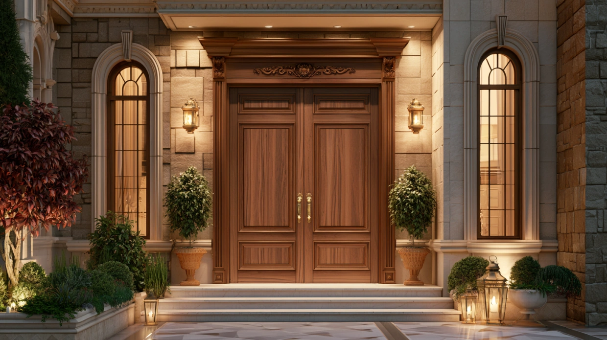 Multi-panel wooden door