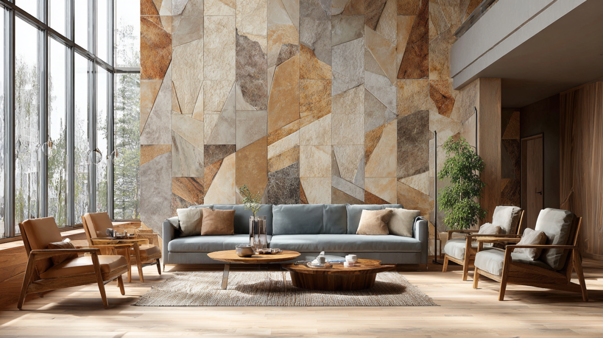 Multi-Stone Pattern 3D Wall Tiles for Living Room