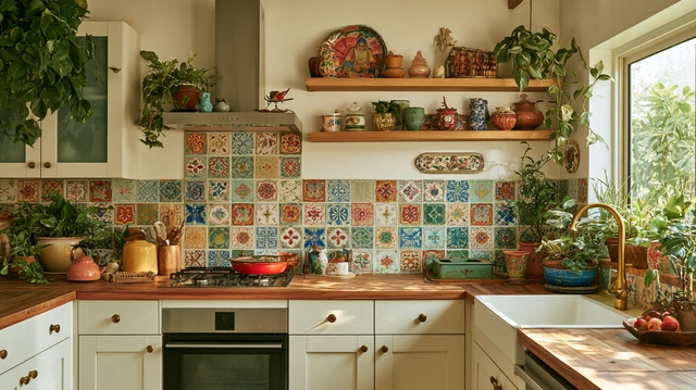 Colorful kitchen wall tiles