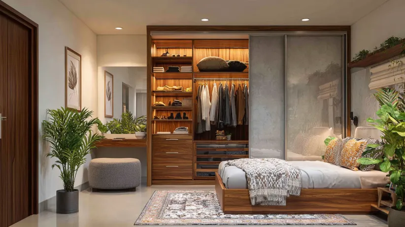 multi-functional modern wardrobe design for bedroom with storage solutions