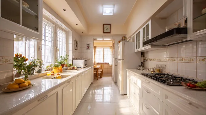 bright traditional indian kitchen design with natural light