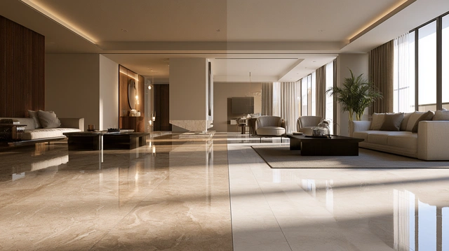Natural stone and laminate flooring