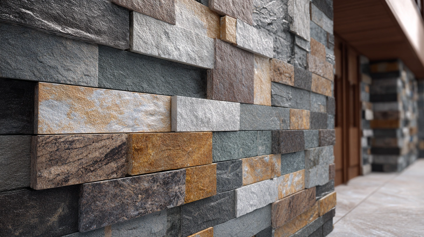 Earthy natural stone tiles for textured exterior walls