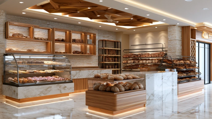 Nature-inspired bakery interior design