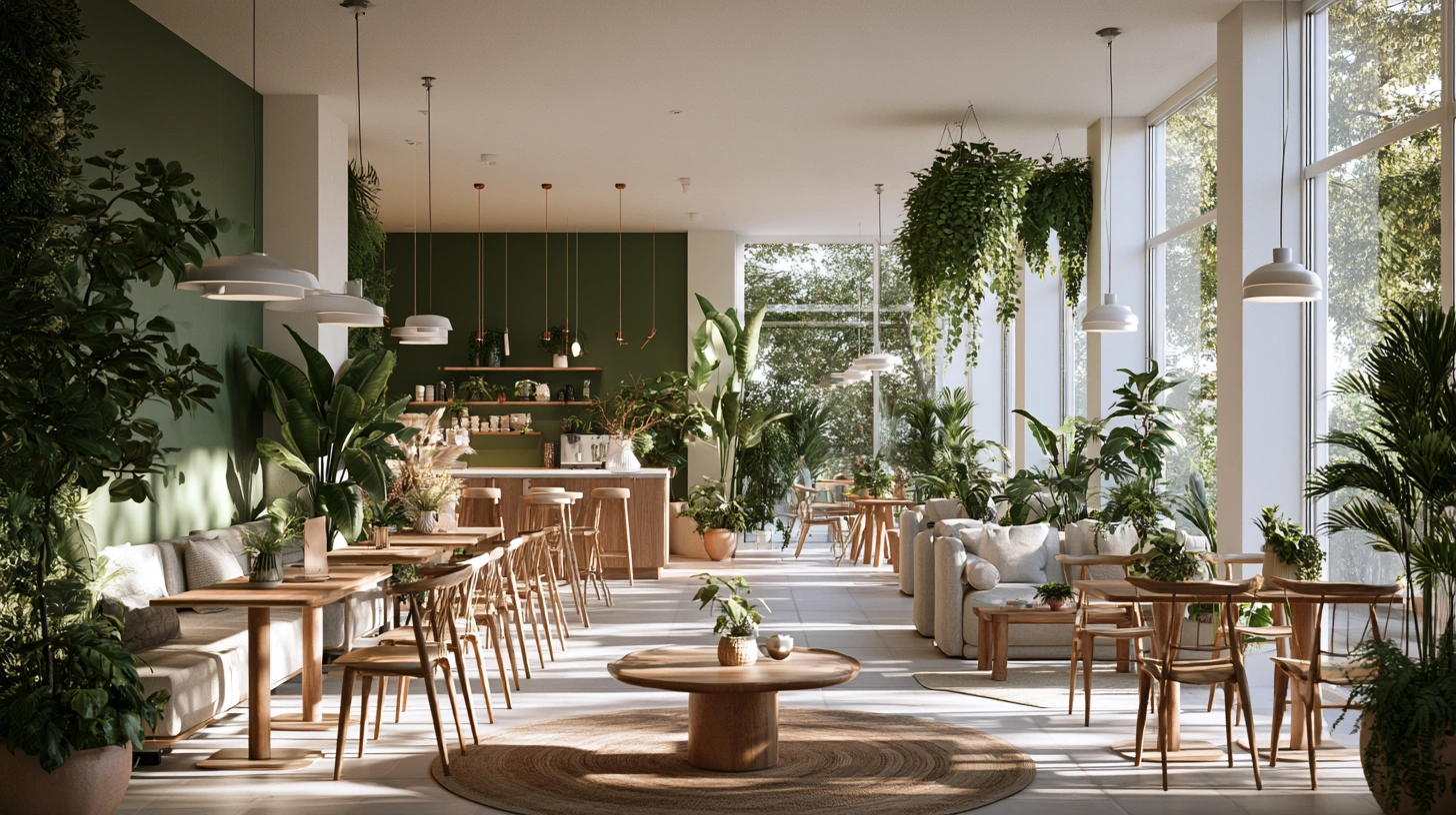 Nature-inspired cafe interior