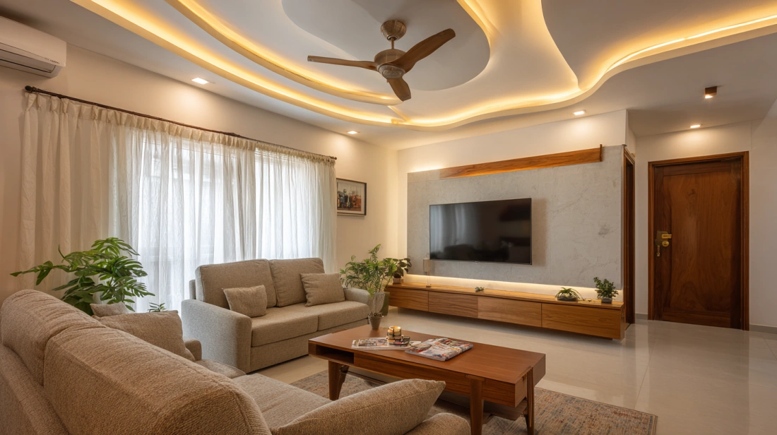 Dual zone tray ceiling with fans