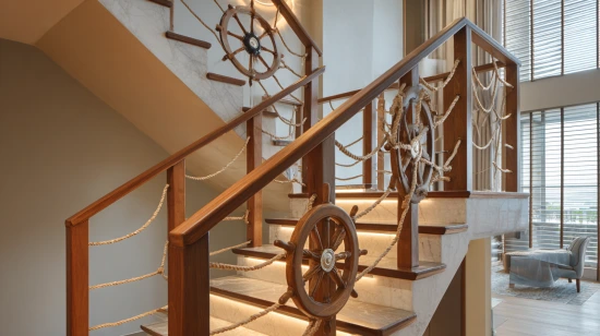 nautical theme featured in creative stair railing design