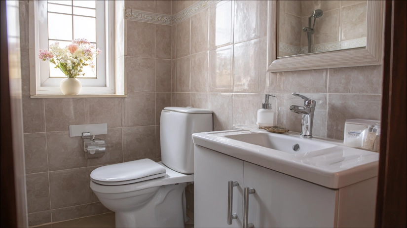 Newly installed full bathroom renovation design in India