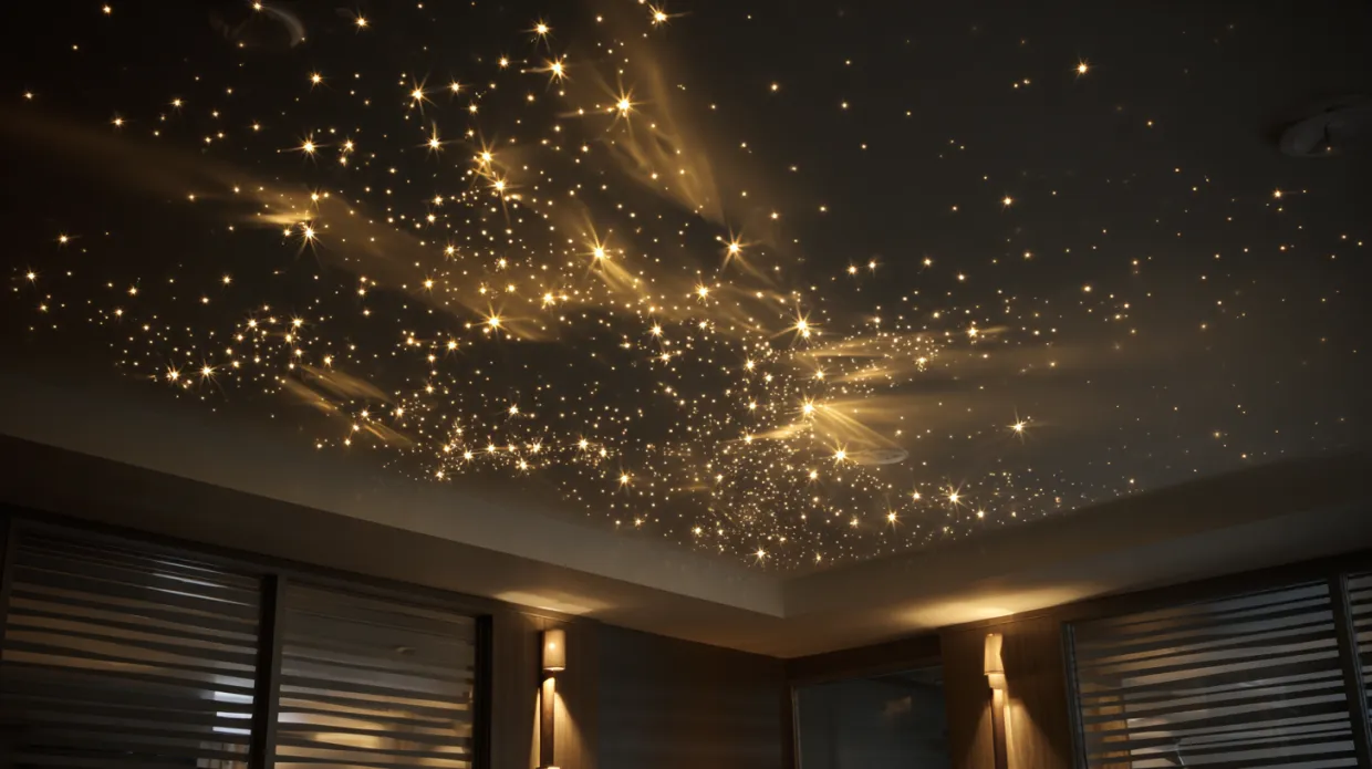 LED ceiling lights designed to mimic a starlit night sky with tiny twinkling lights