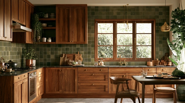Olive green kitchen tiles