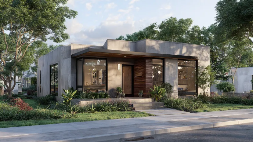 Exterior 600 sq ft house plans for single-storey