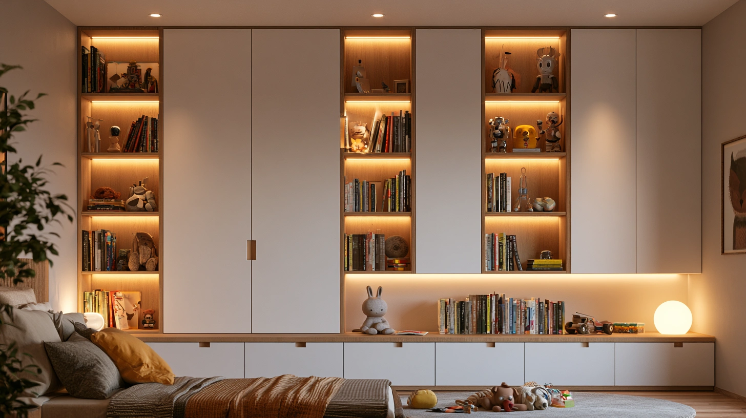Kids wardrobe with open shelves