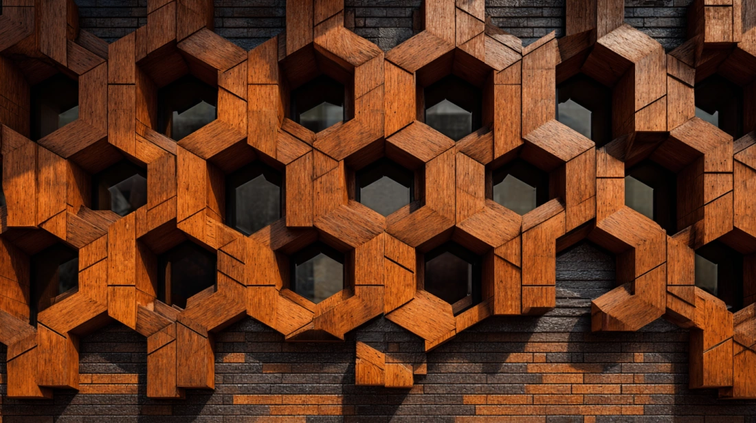 3D geometric wall patterns creating a modern optical illusion