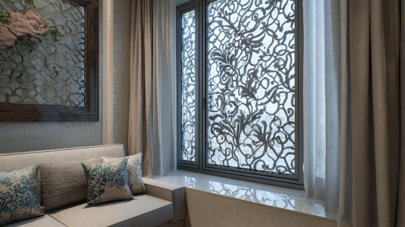 ornate detailing showcased in a modern window grill design