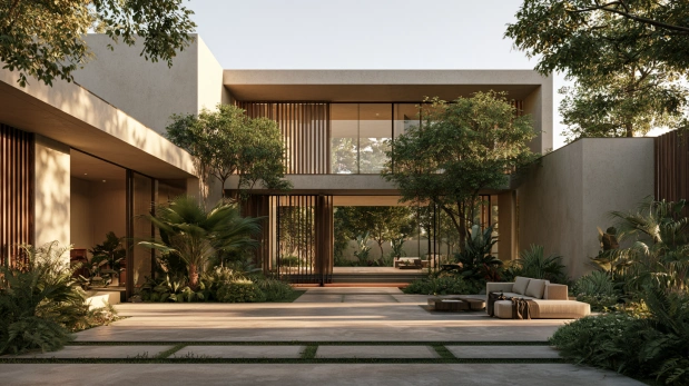 Outdoor IPS flooring in a courtyard