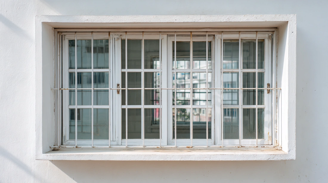 Classic outward-opening casement windows for balcony airflow