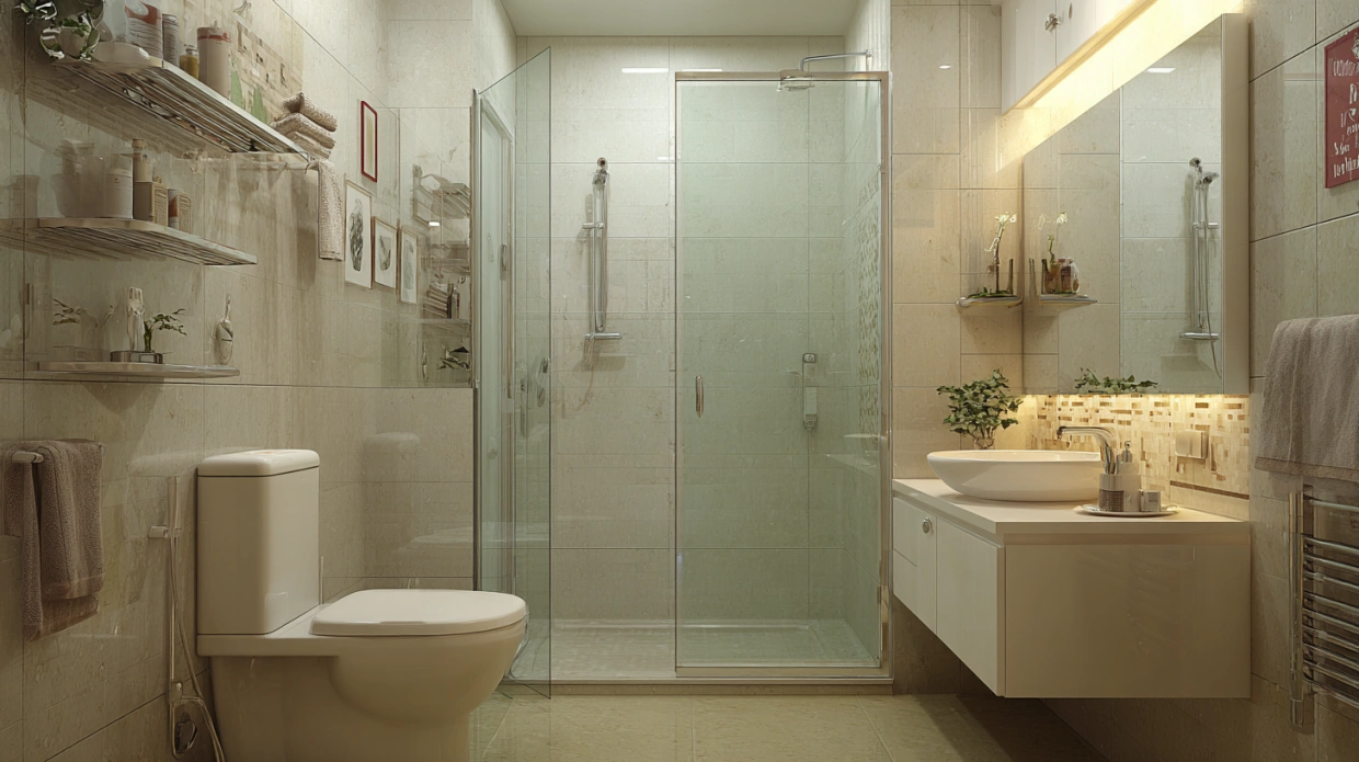 Small bathroom with space-saving modern design