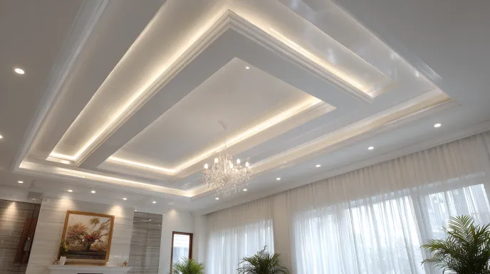pop ceiling design single and double layer for living hall