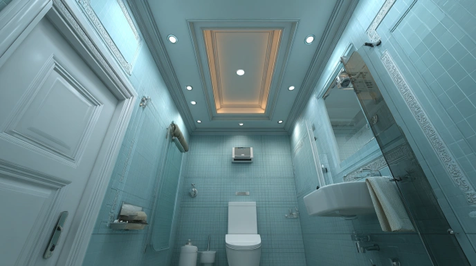 Bathroom ceiling with POP border cornice