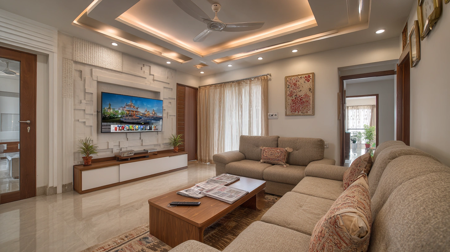 Geometric nested pop false ceiling design