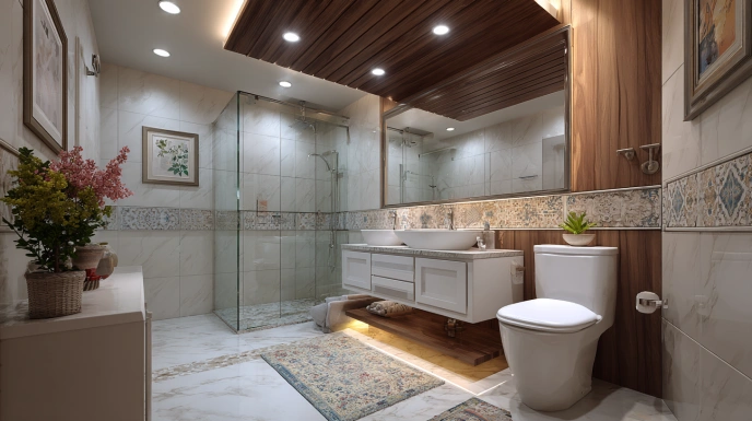 Bathroom ceiling with POP and PVC panels