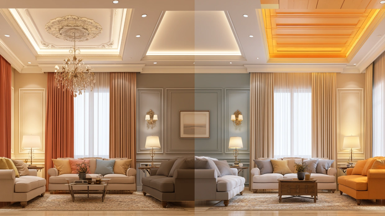 POP vs Gypsum vs PVC false ceiling comparison