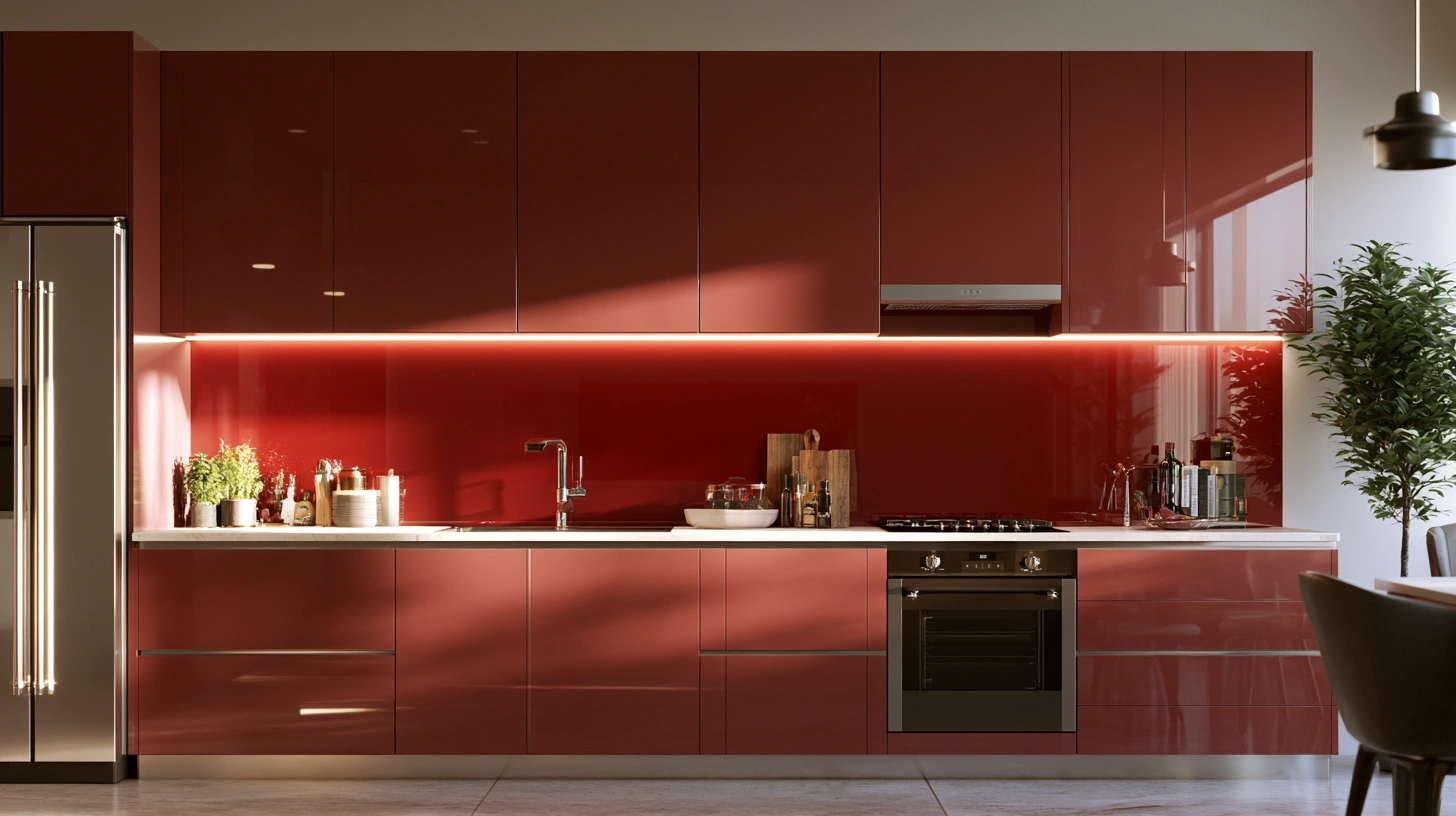 Glossy glass kitchen tiles