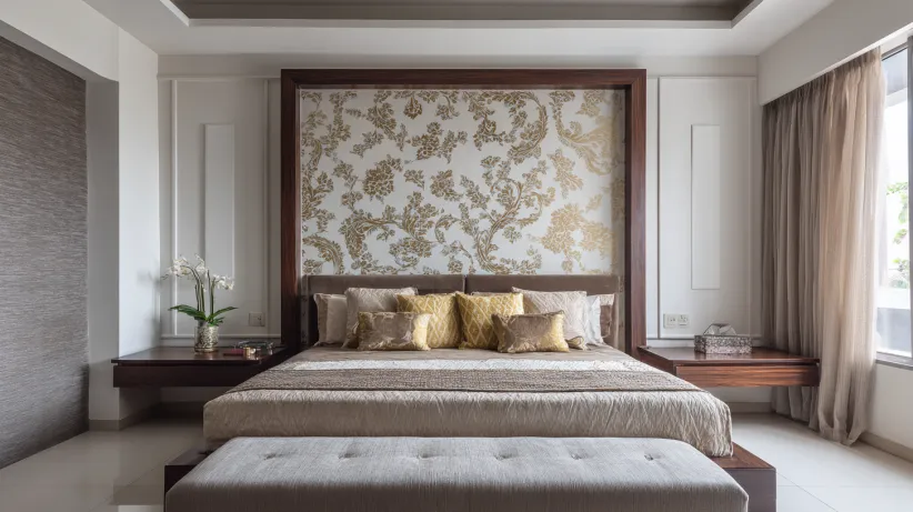 Classic bedroom featuring a luxurious panelled bed back