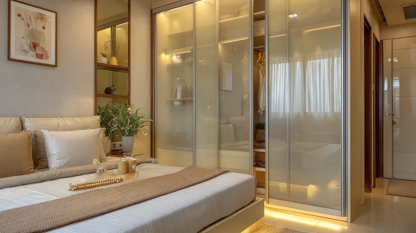 Sliding wardrobe design with panoramic sliding system