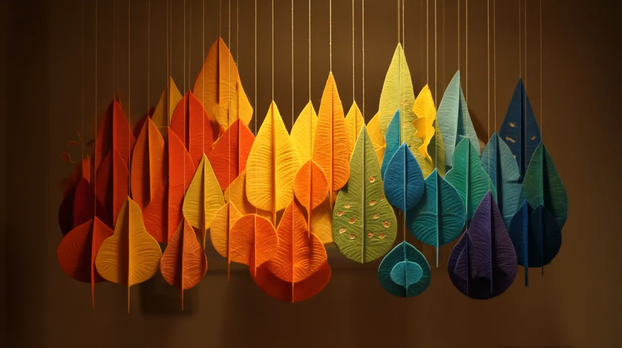 colorful paper-punch wall hanging with layered cutout designs