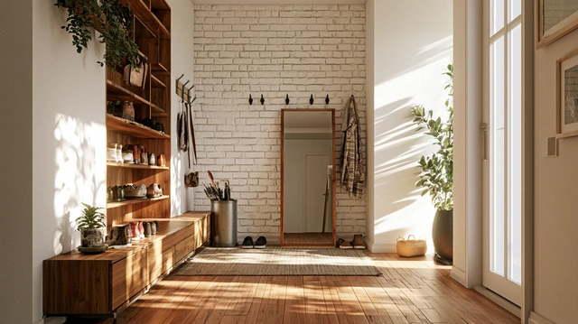 Modern foyer with shoe storage